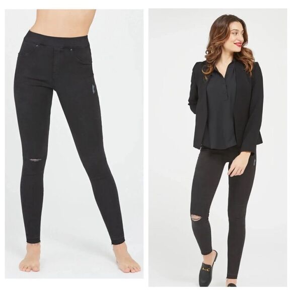 Spanx Vintage Distressed Ankle Skinny Jeans Size Large Black 20213R 
Size L - Picture 1 of 11